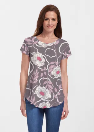 Clarisse (8125) ~ Short Sleeve Scoop Neck Flowy Tunic