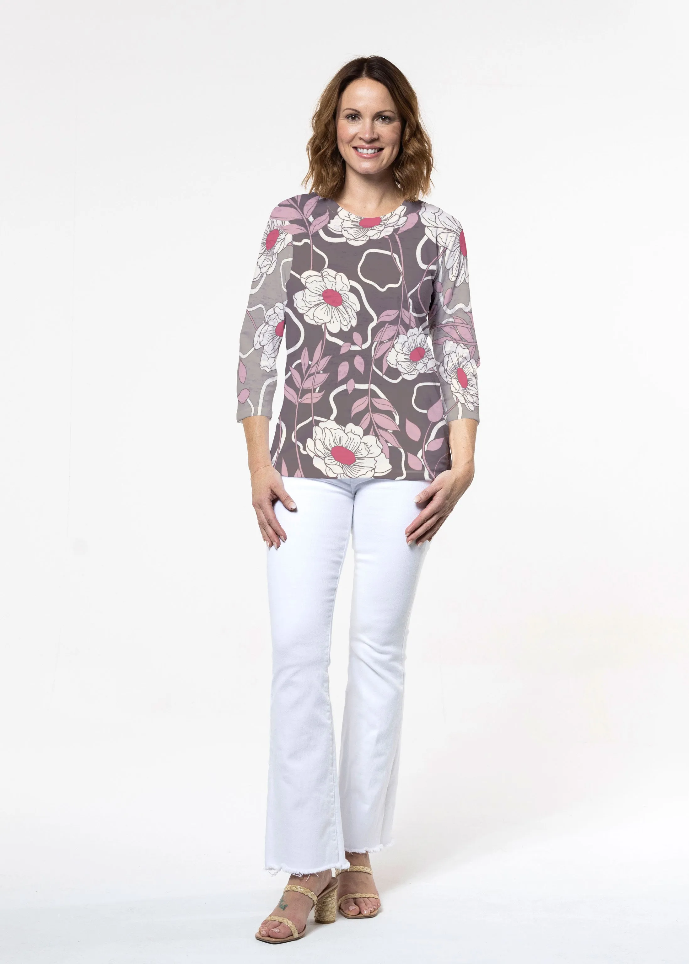 Clarisse (8125) ~ Signature 3/4 Sleeve Crew Neck Top