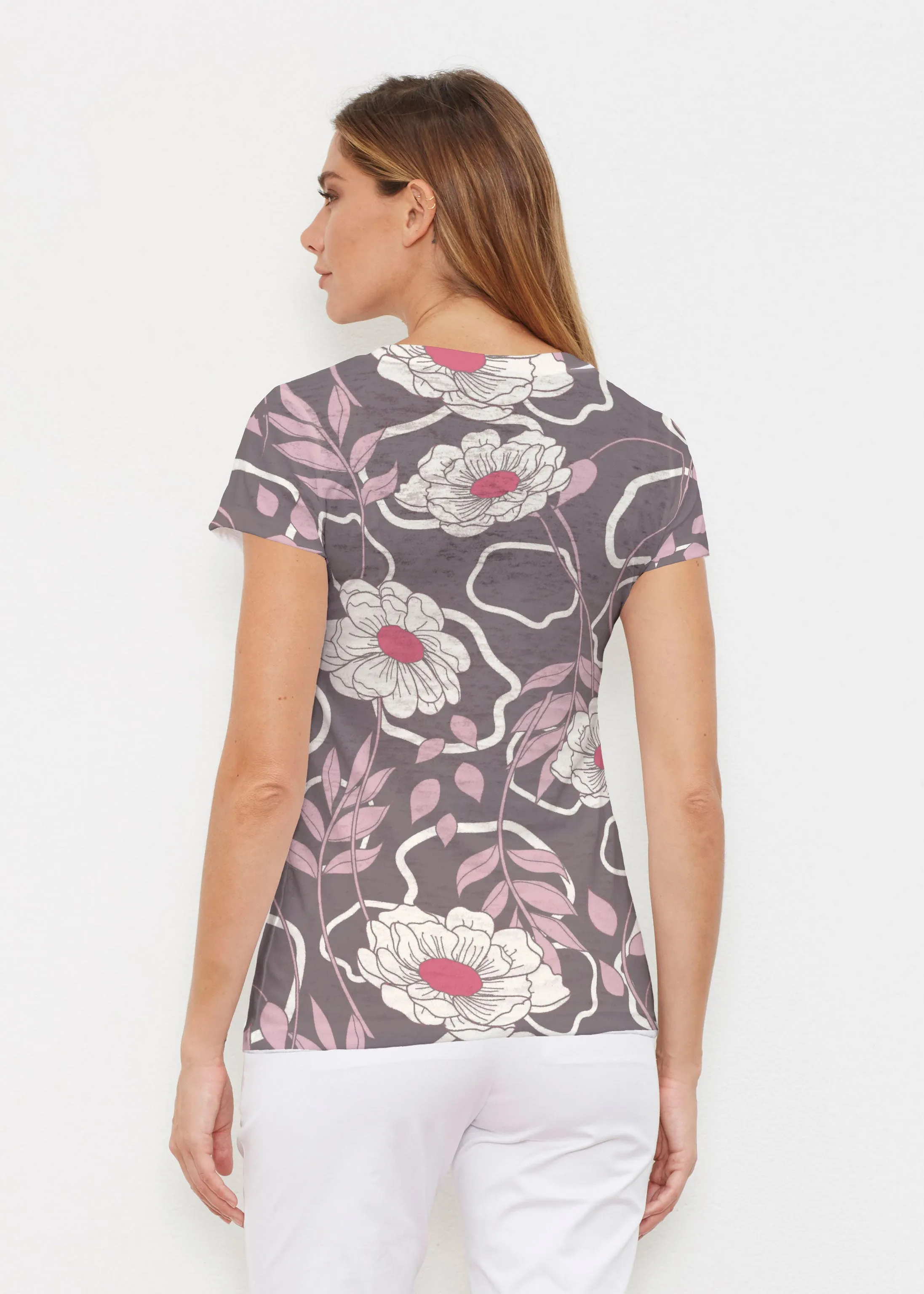 Clarisse (8125) ~ Signature Cap Sleeve V-Neck Shirt