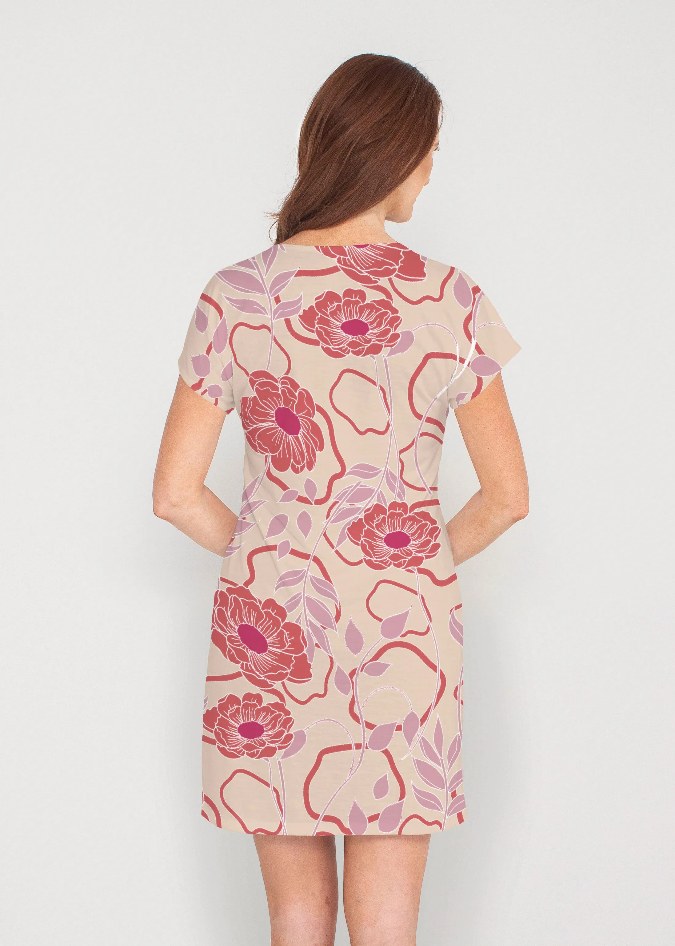 Clarisse Beige/Red (8127) ~ Lucy Tee Dress