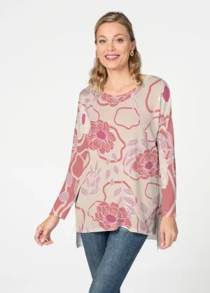 Clarisse Beige/Red (8127) ~ Slouchy Butterknit Top