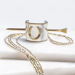 Cody - Handcast Horseshoe and Hammered Sterling Silver & Brass Ponytail Cuff