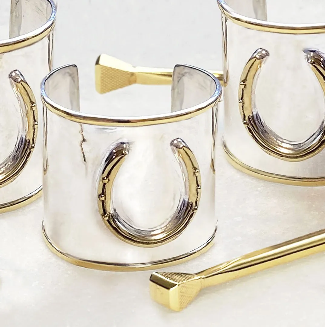 Cody - Handcast Horseshoe and Hammered Sterling Silver & Brass Ponytail Cuff