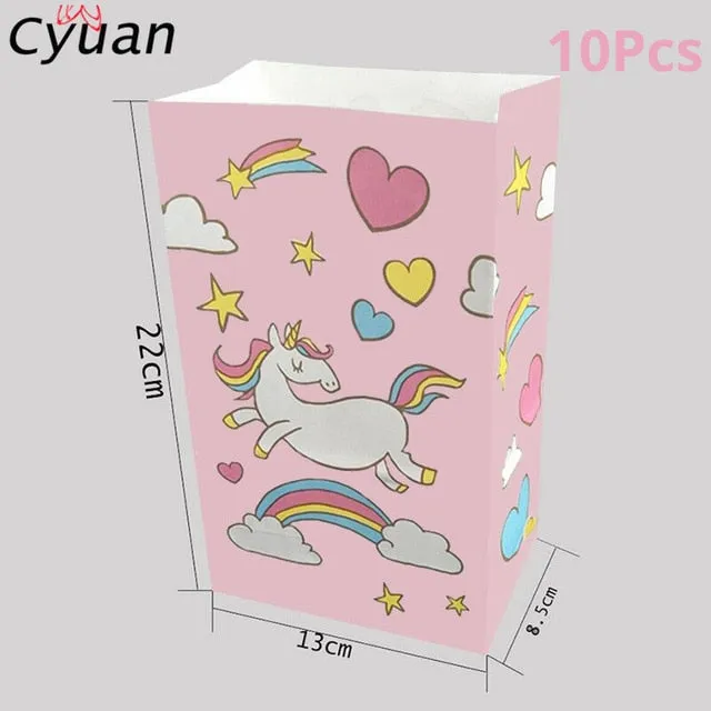 Cyuan Unicorn Party Disposable Tableware Set Kids Birthday Party Paper Cup Plate Hat 1st First Birthday Party Decor Supplies