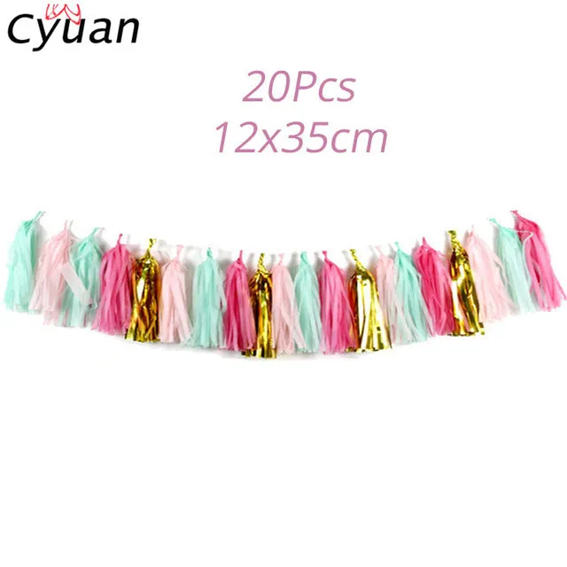 Cyuan Unicorn Party Disposable Tableware Set Kids Birthday Party Paper Cup Plate Hat 1st First Birthday Party Decor Supplies