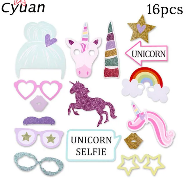 Cyuan Unicorn Party Disposable Tableware Set Kids Birthday Party Paper Cup Plate Hat 1st First Birthday Party Decor Supplies