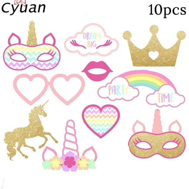 Cyuan Unicorn Party Disposable Tableware Set Kids Birthday Party Paper Cup Plate Hat 1st First Birthday Party Decor Supplies