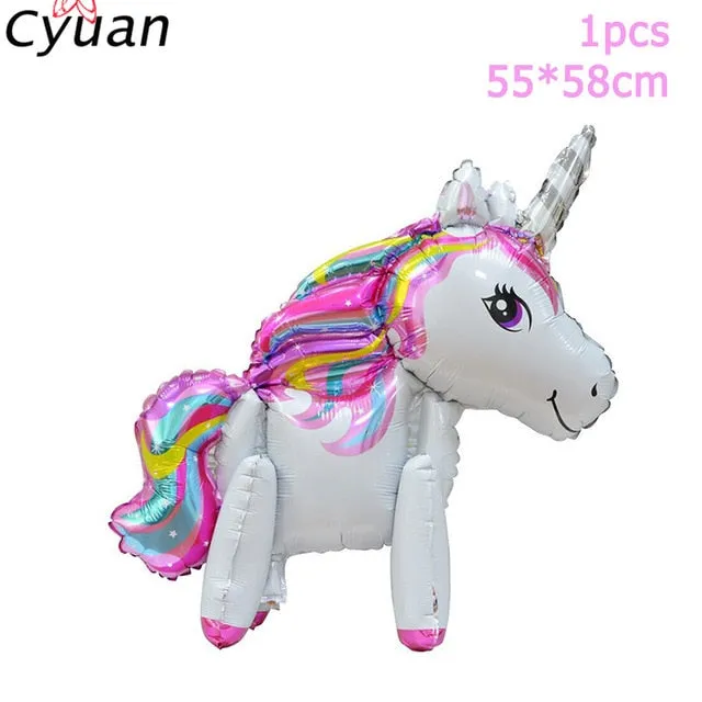 Cyuan Unicorn Party Disposable Tableware Set Kids Birthday Party Paper Cup Plate Hat 1st First Birthday Party Decor Supplies