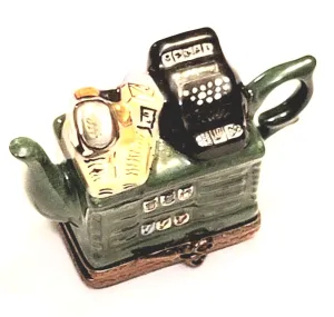 Dark Green Coffee Tea Shop Register Teapot