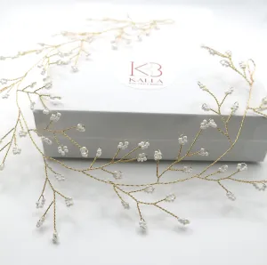 Delicate Wedding Hair Vine for Brides, Minimalist Gold Wire Headband, Elegant Bridal Headband Hair Garland