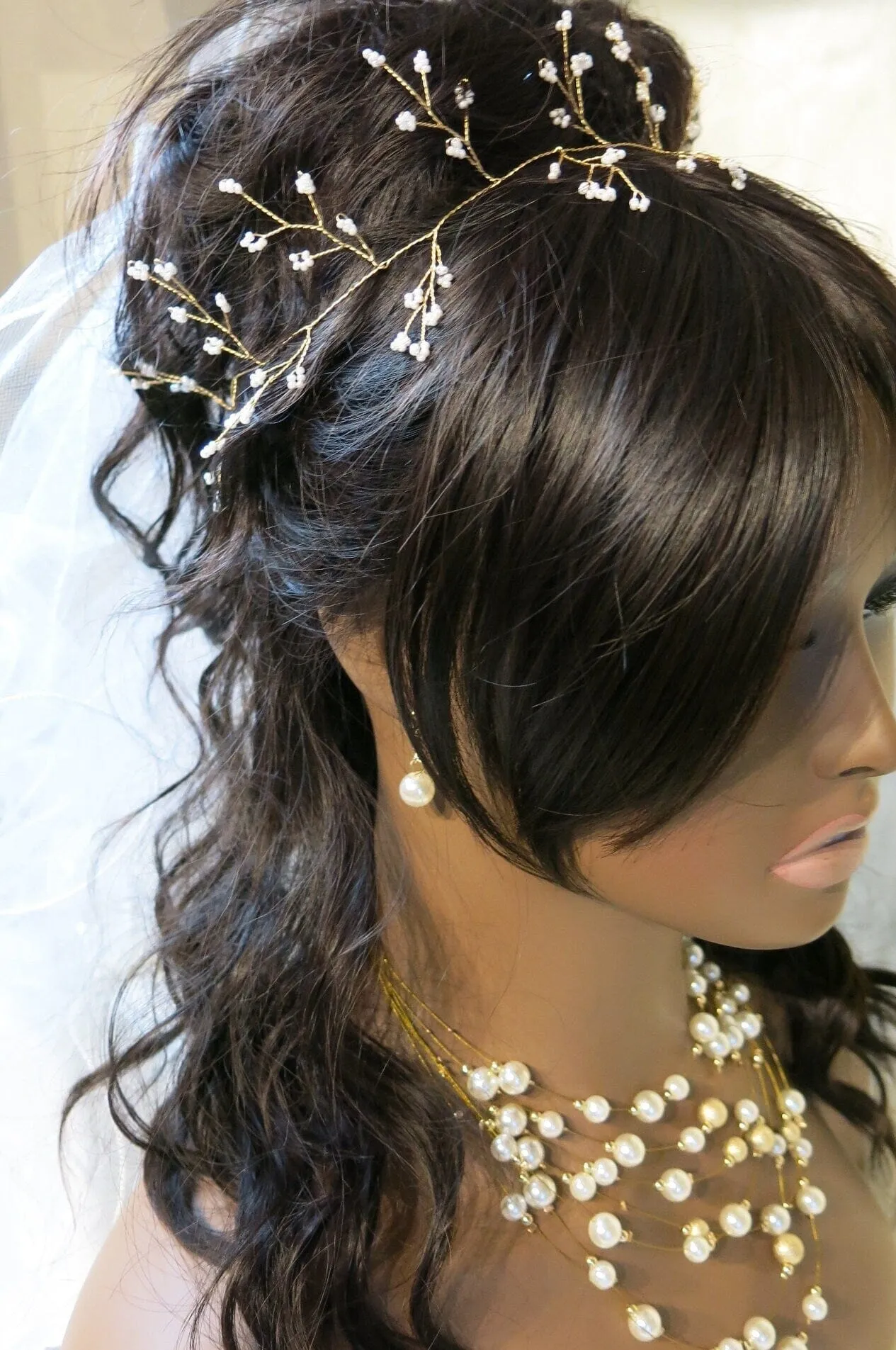 Delicate Wedding Hair Vine for Brides, Minimalist Gold Wire Headband, Elegant Bridal Headband Hair Garland