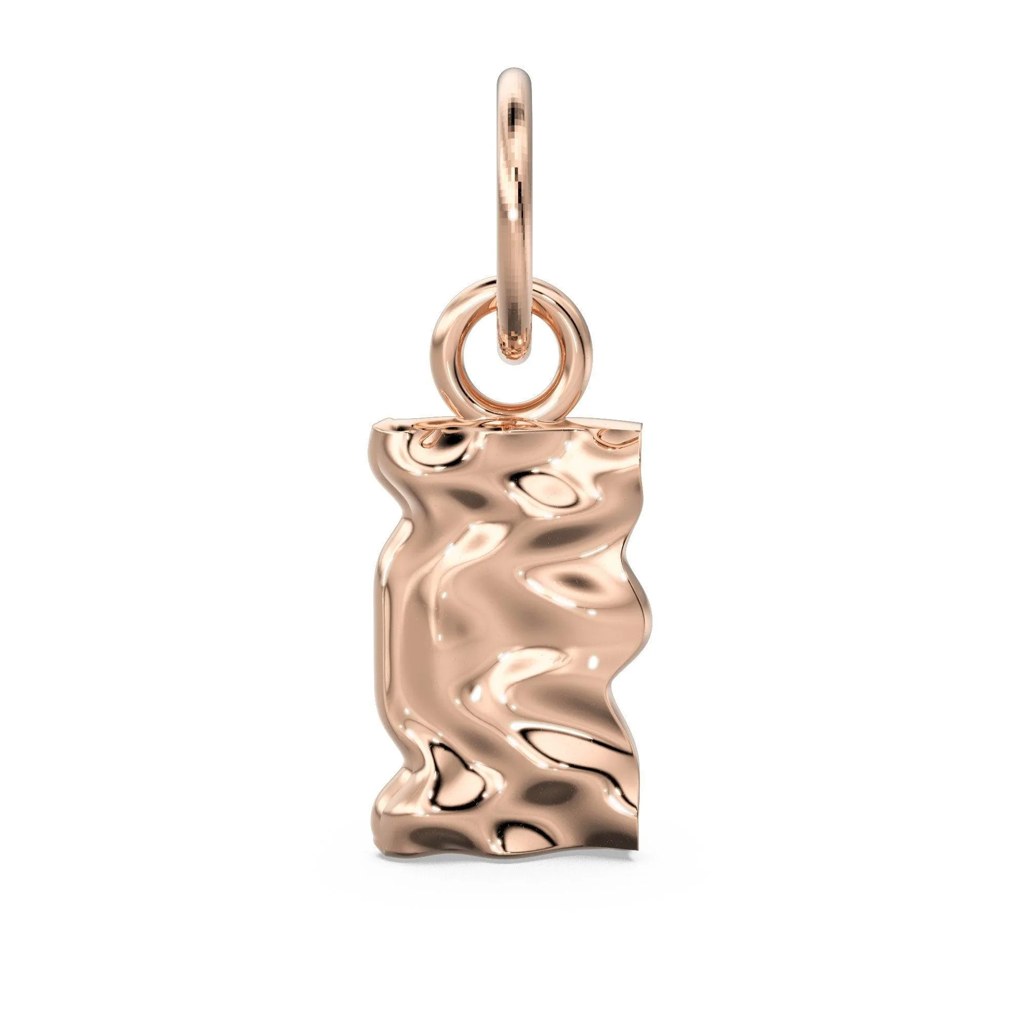 Drapery Solid Gold Handmade Charm Pendant / Organic Shape Gold Pendant / 14k Gold Minimalist Jewelry