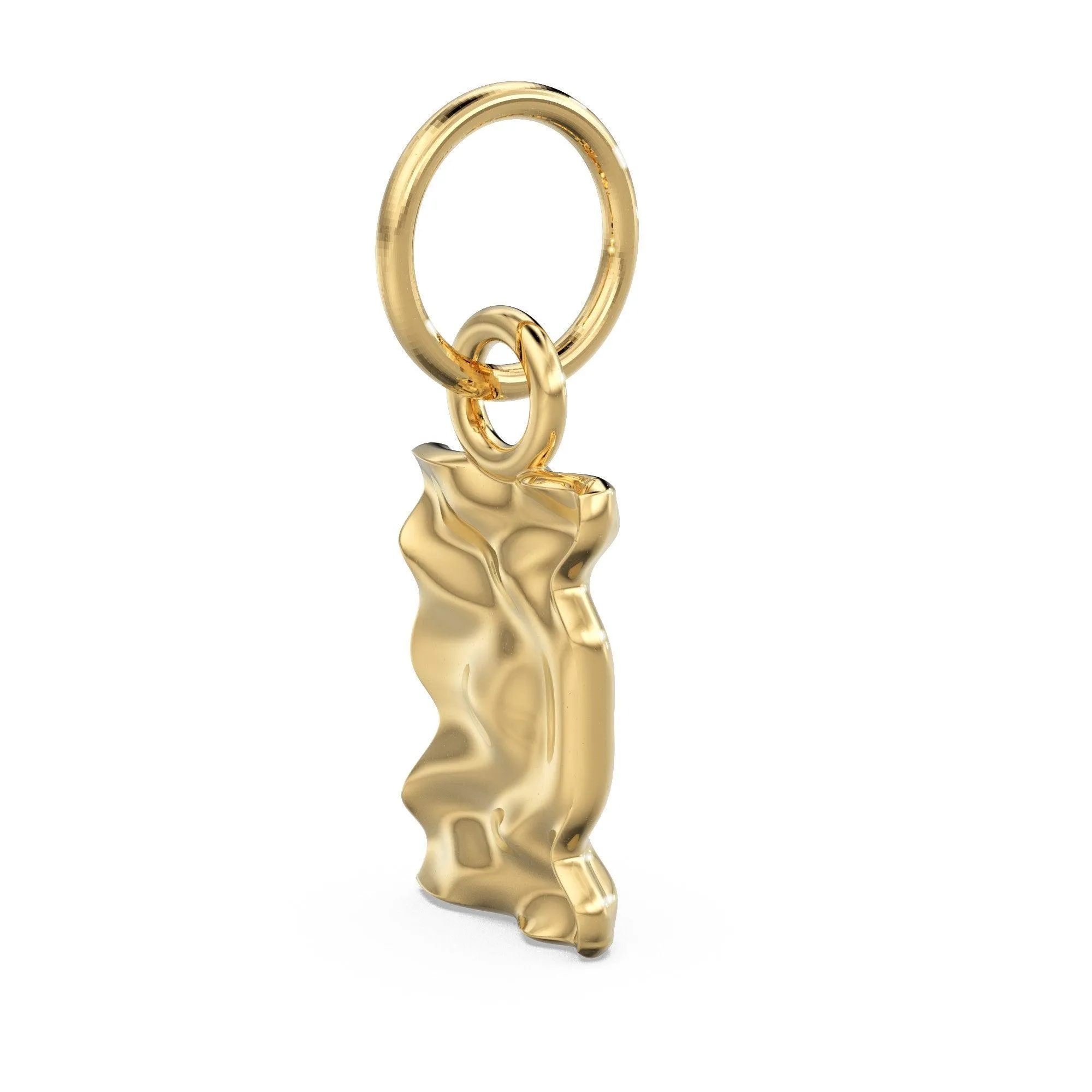 Drapery Solid Gold Handmade Charm Pendant / Organic Shape Gold Pendant / 14k Gold Minimalist Jewelry