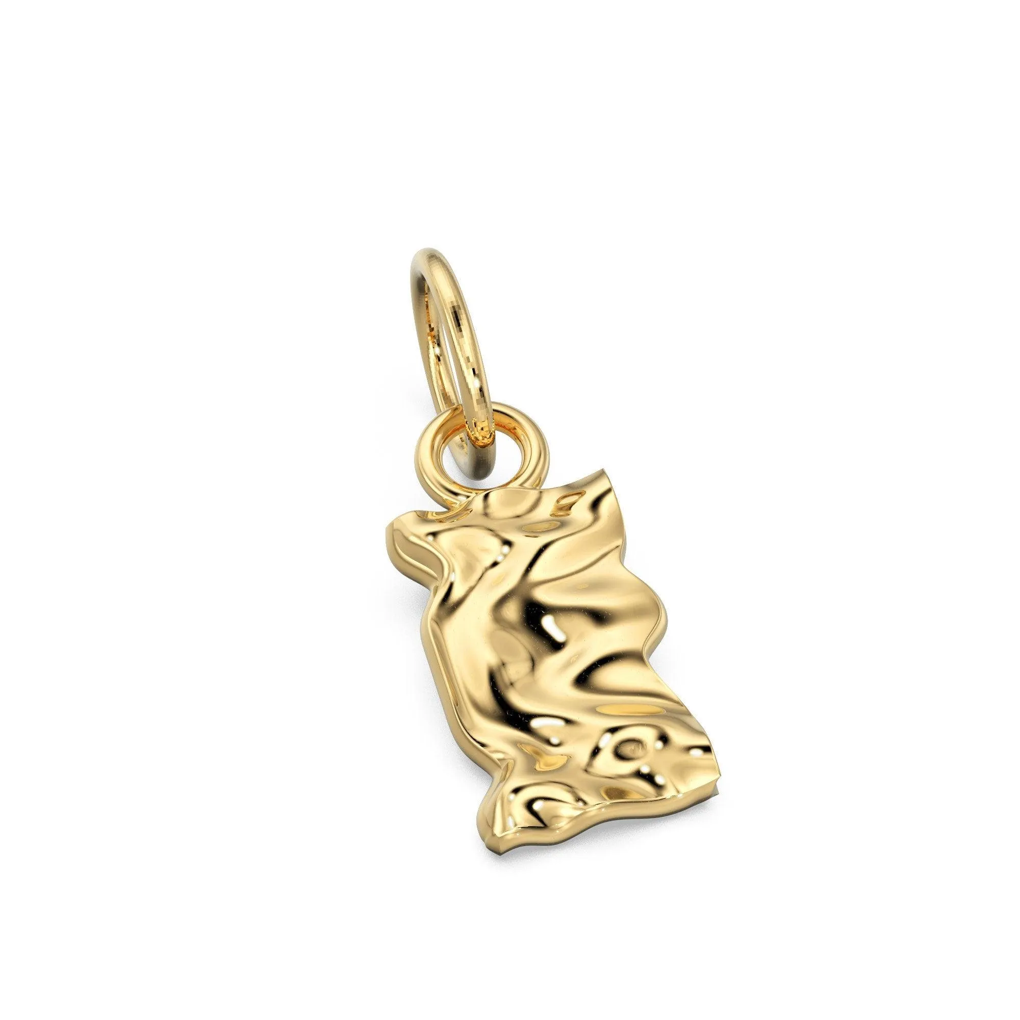 Drapery Solid Gold Handmade Charm Pendant / Organic Shape Gold Pendant / 14k Gold Minimalist Jewelry