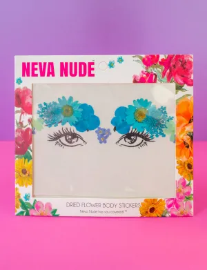 Dried Blue Flower Face Stickers
