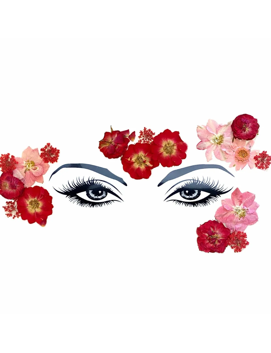 Dried Red & Pink Flower Face Stickers