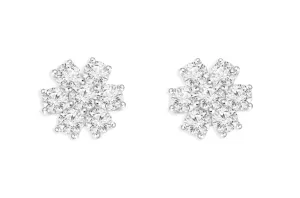 Earrings 18kt Gold & Diamonds 0.81cts Flowers Cluster
