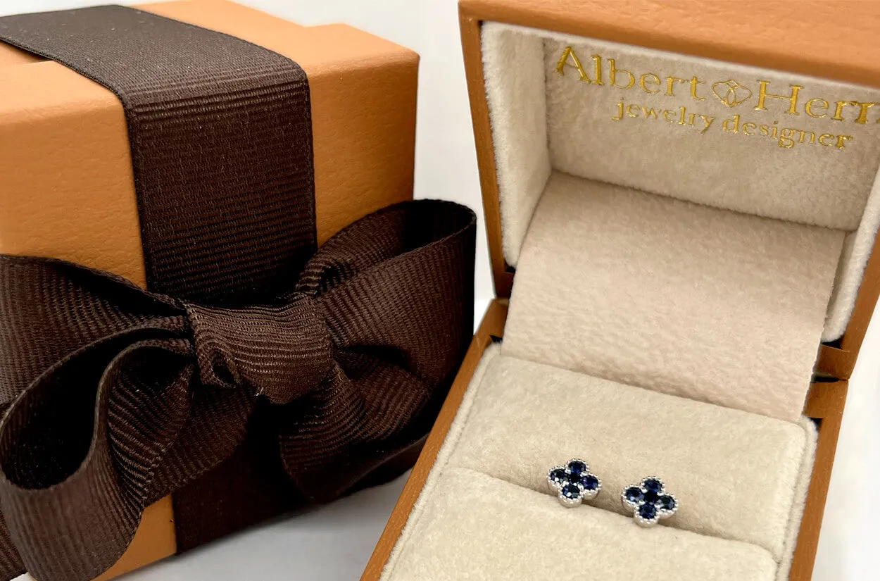 Earrings 18kt Gold Petite Flowers & Round Gemstones Studs