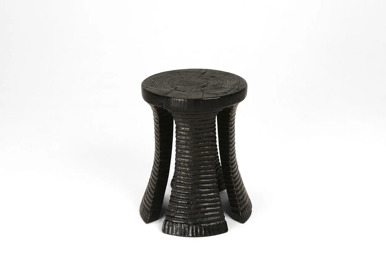 Ebony Carved Teak Stool (new)