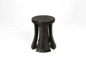 Ebony Carved Teak Stool (new)