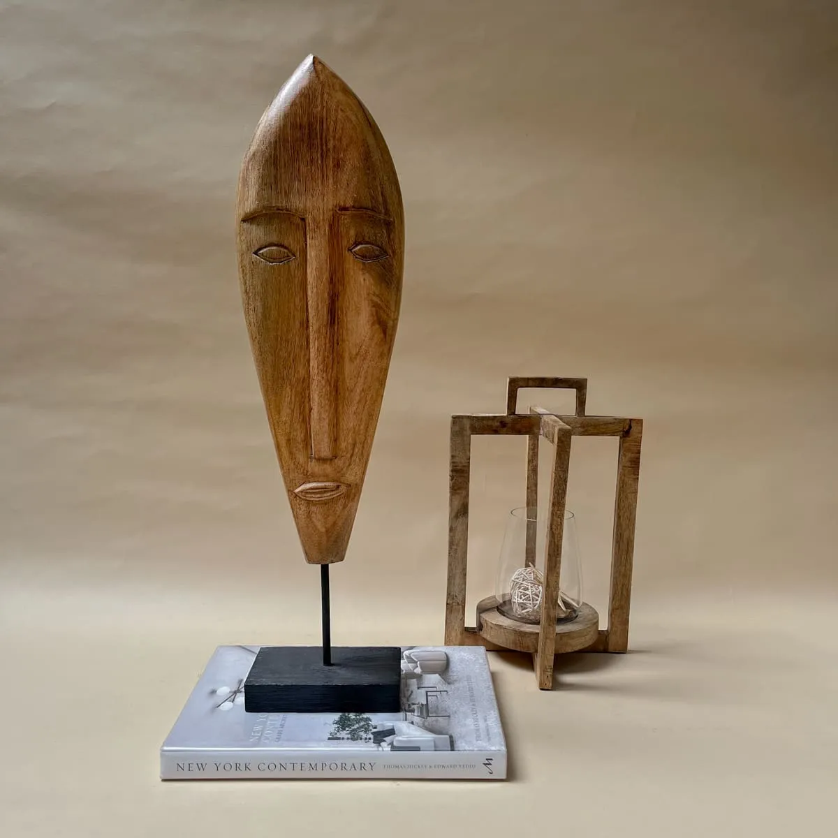 Edit House & Home-Home Artisan Mikom Wooden Face Sculpture (Large)
