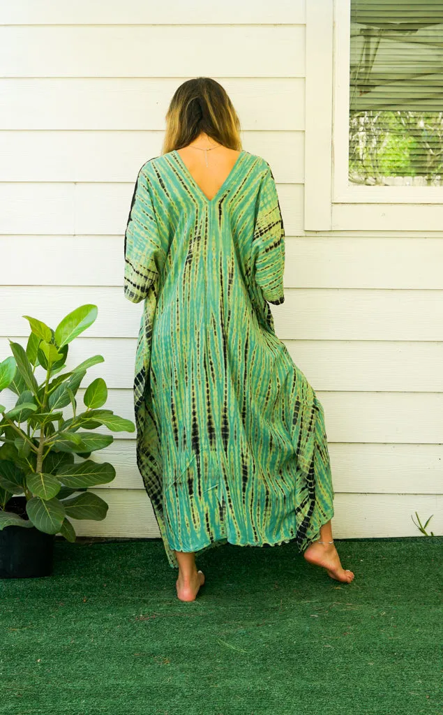Emerald Meadow Tie-Dye Kaftan