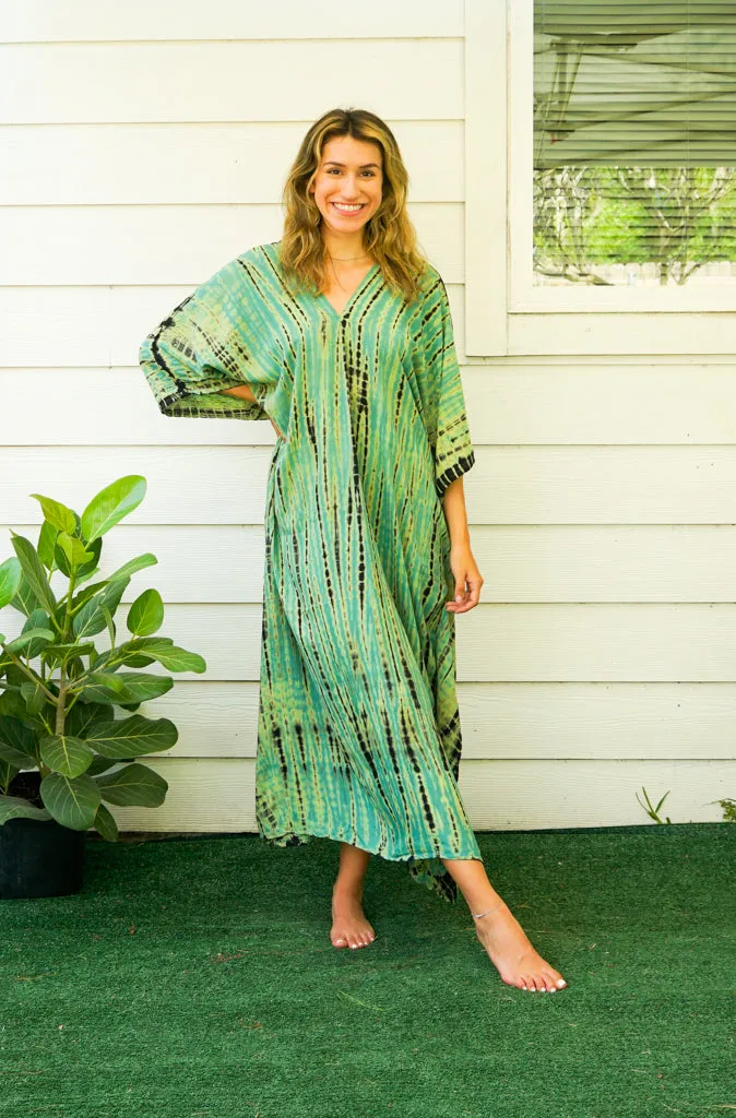 Emerald Meadow Tie-Dye Kaftan