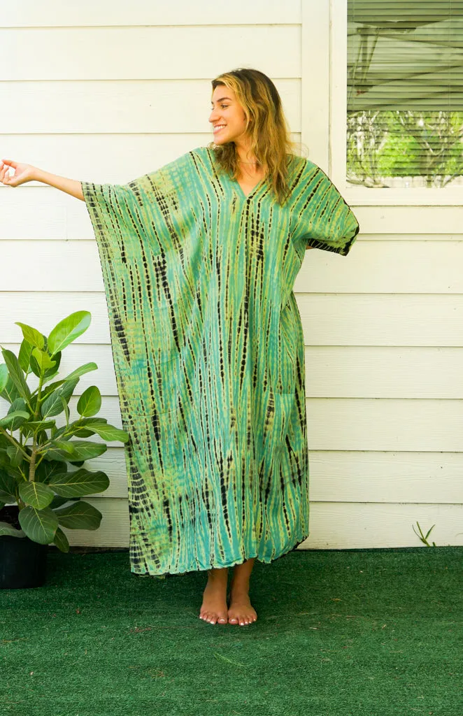 Emerald Meadow Tie-Dye Kaftan