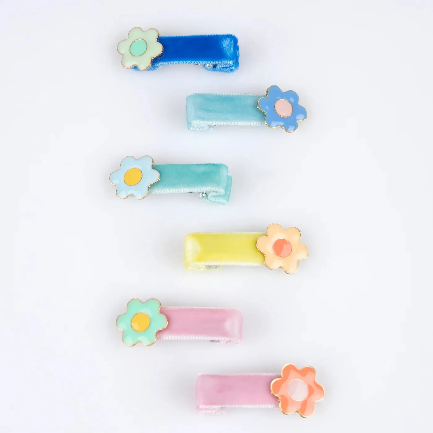 Enamel Daisy Hair Clips (x 6)