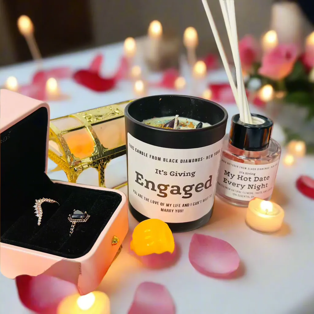English Freesia Natural Crystal Personalize Candle Luxury Gift Set