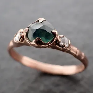 fancy cut montana blue green sapphire rose gold multi stone ring gold gemstone engagement ring 3183 Alternative Engagement