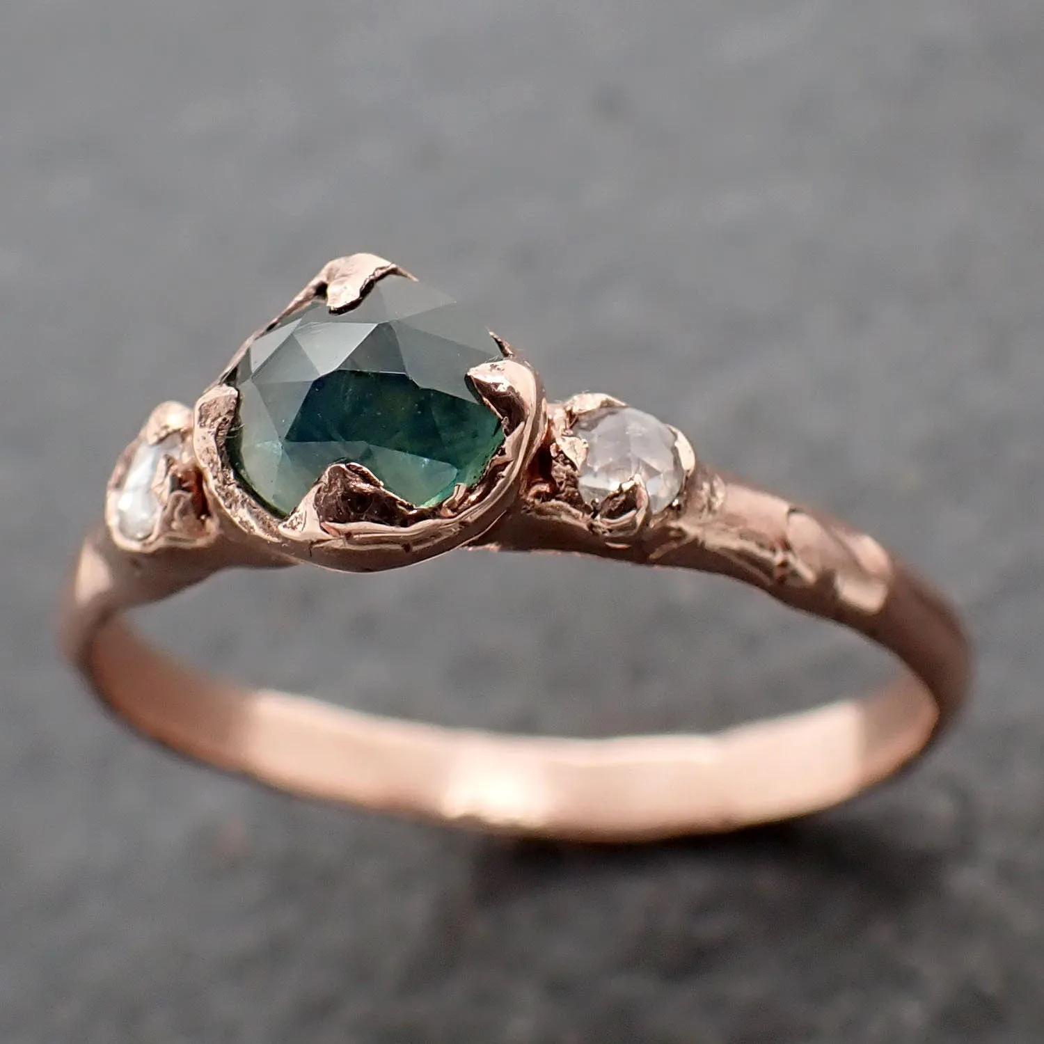 fancy cut montana blue green sapphire rose gold multi stone ring gold gemstone engagement ring 3183 Alternative Engagement