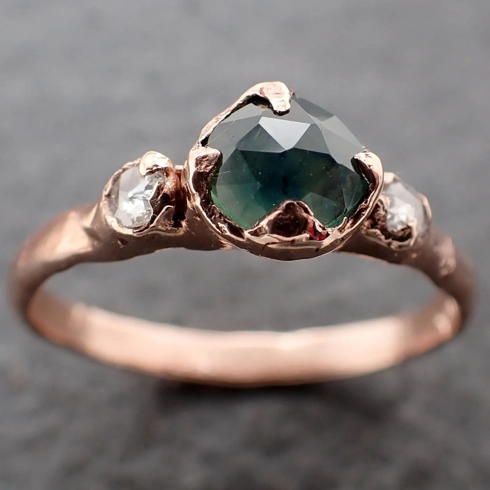 fancy cut montana blue green sapphire rose gold multi stone ring gold gemstone engagement ring 3183 Alternative Engagement