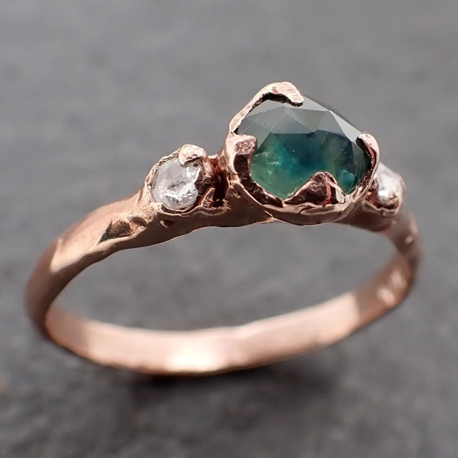 fancy cut montana blue green sapphire rose gold multi stone ring gold gemstone engagement ring 3183 Alternative Engagement