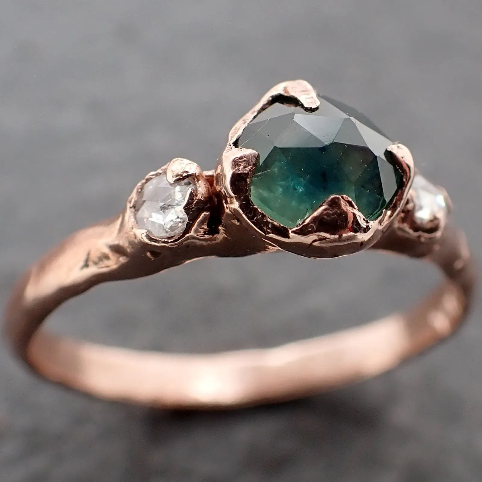 fancy cut montana blue green sapphire rose gold multi stone ring gold gemstone engagement ring 3183 Alternative Engagement