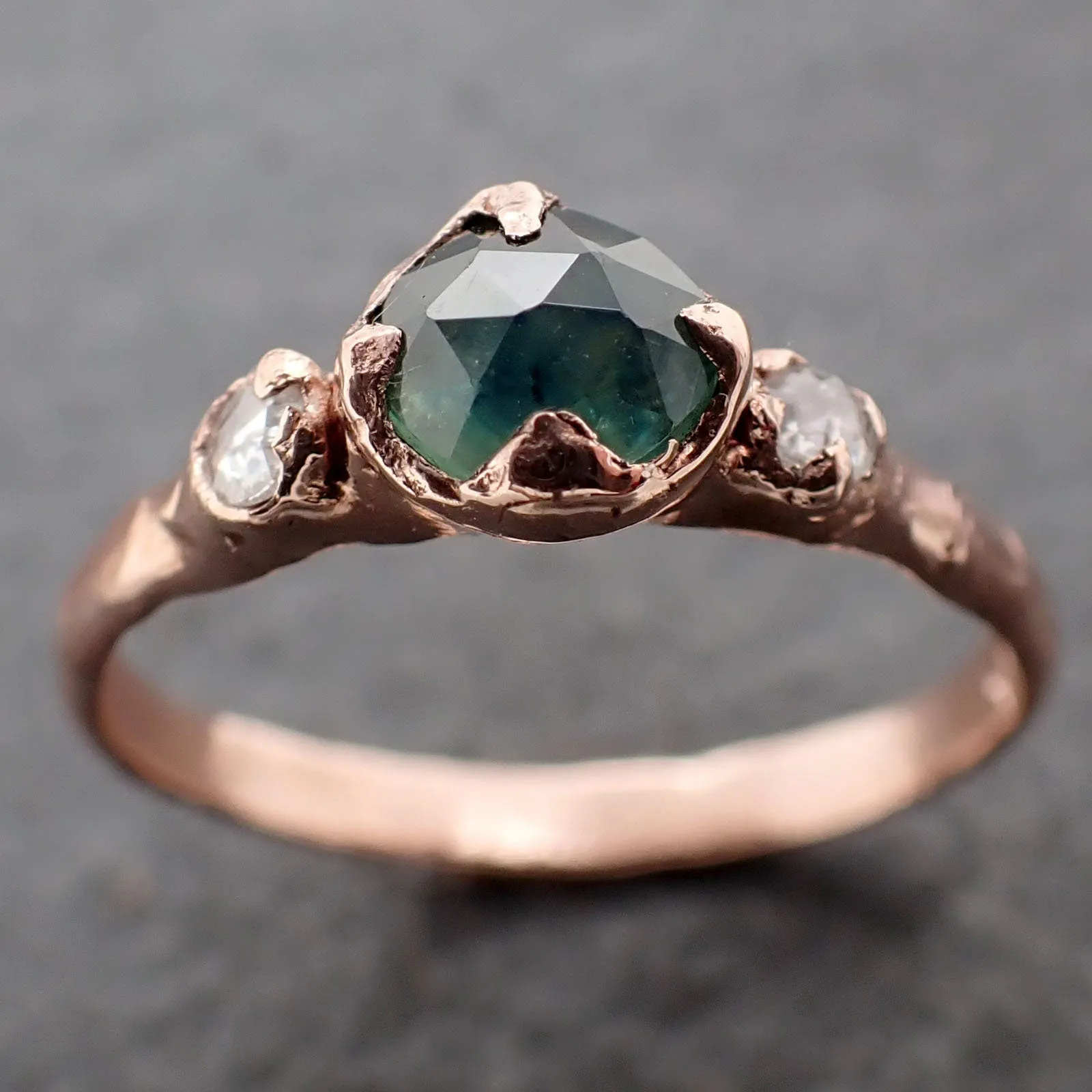 fancy cut montana blue green sapphire rose gold multi stone ring gold gemstone engagement ring 3183 Alternative Engagement