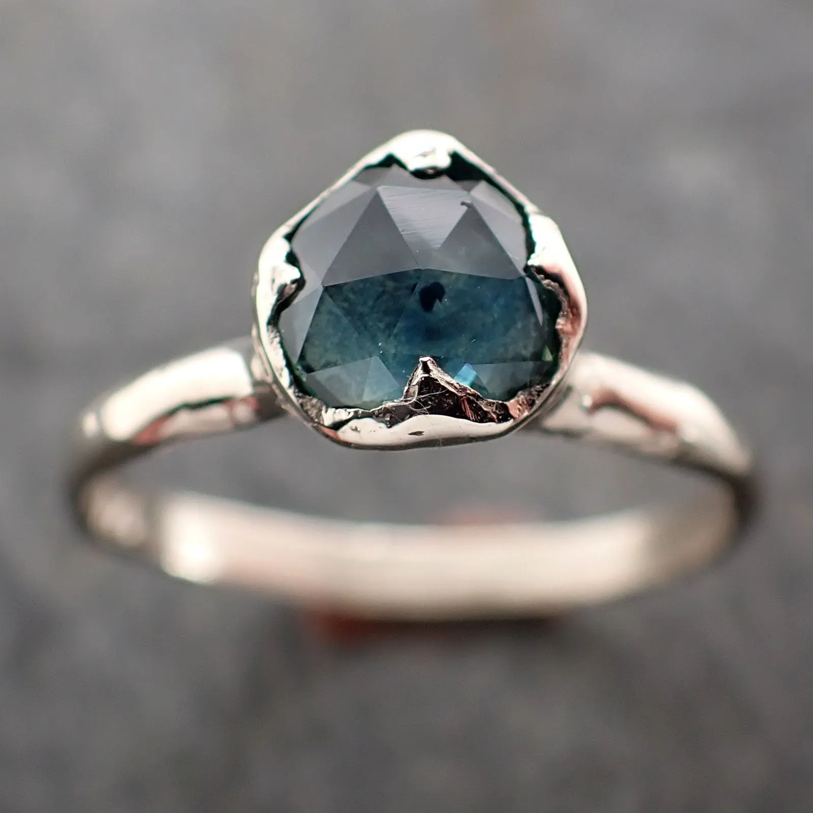 fancy cut montana blue sapphire 14k white gold solitaire ring gold gemstone engagement ring 2968 Alternative Engagement