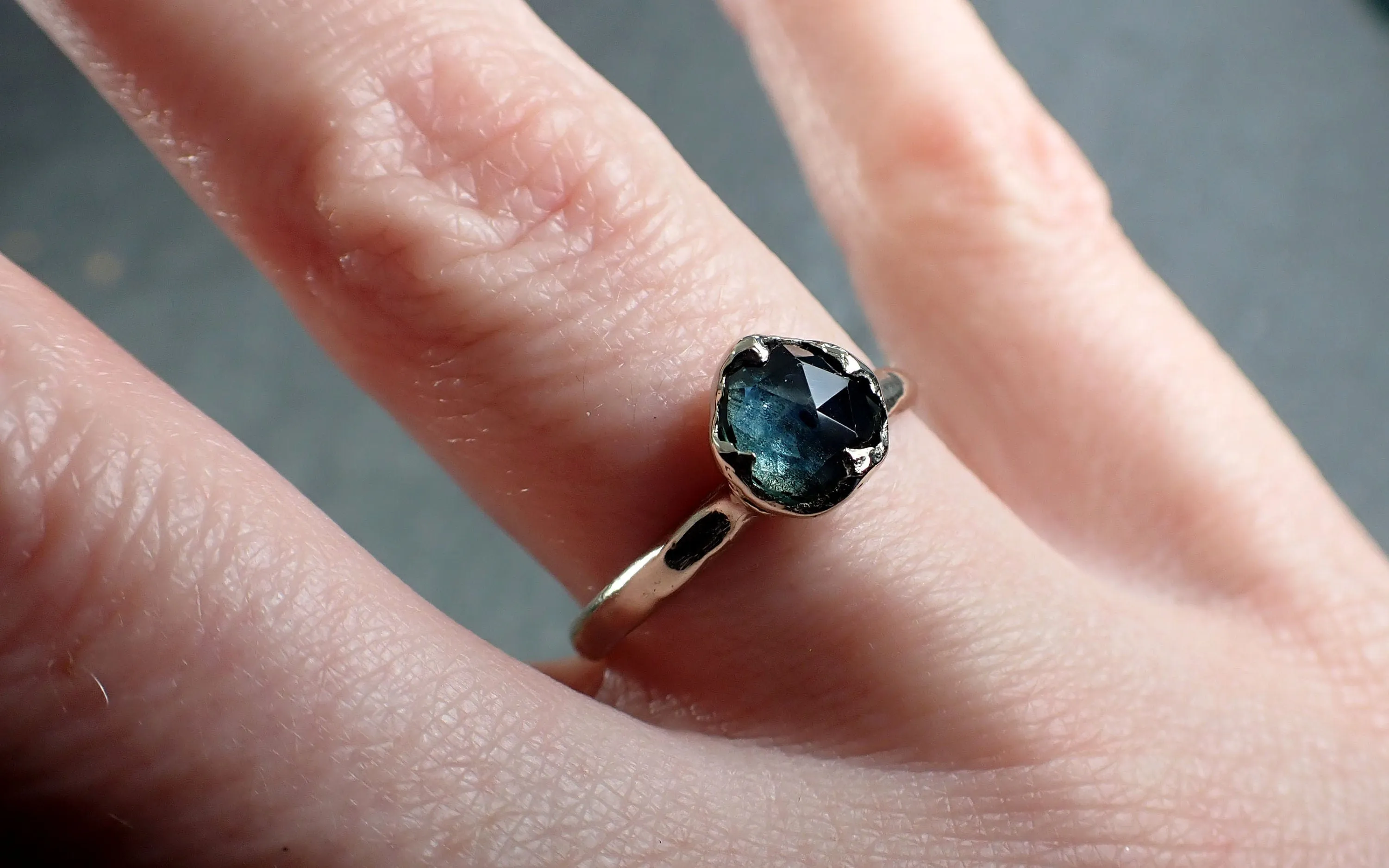 fancy cut montana blue sapphire 14k white gold solitaire ring gold gemstone engagement ring 2968 Alternative Engagement