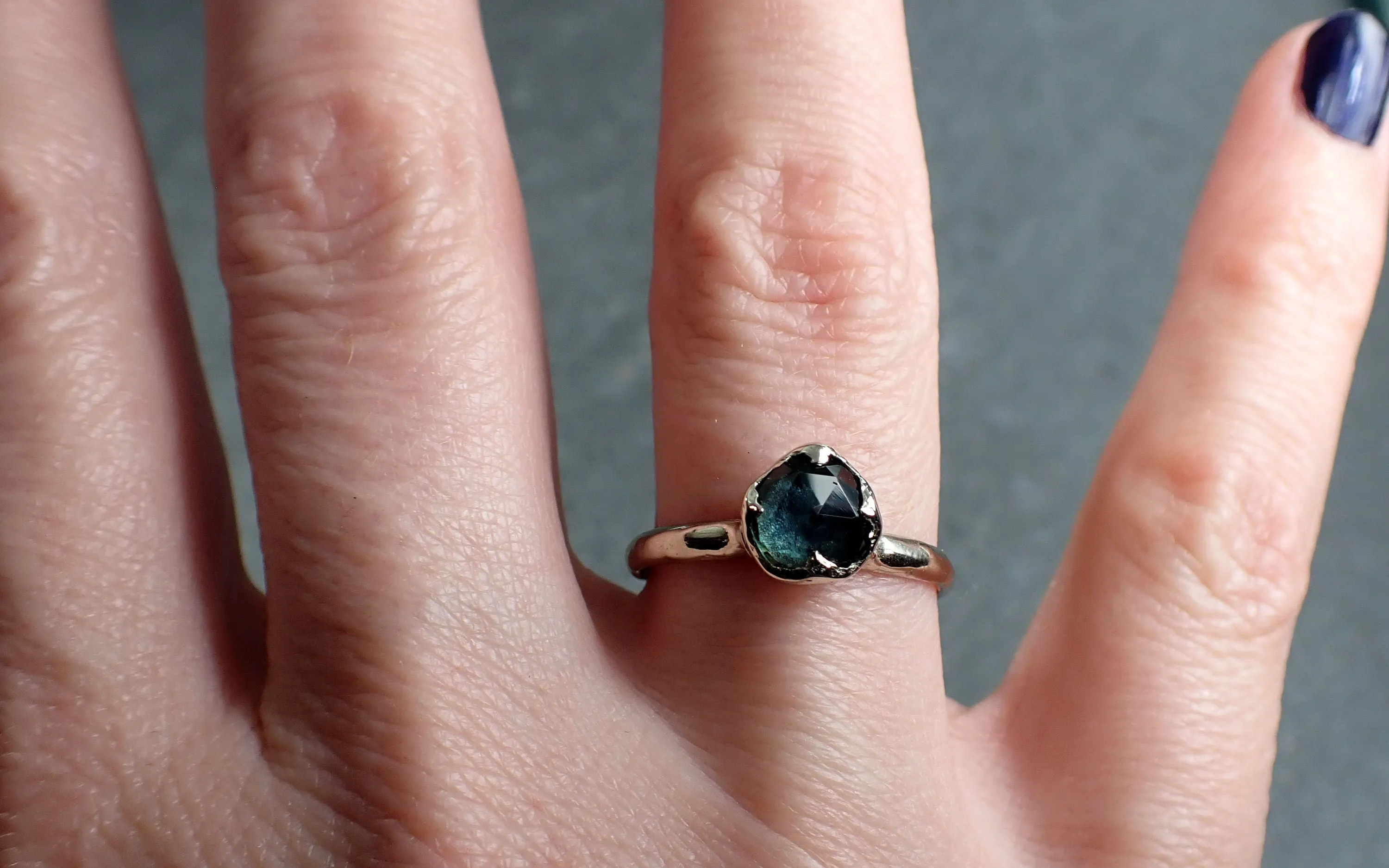 fancy cut montana blue sapphire 14k white gold solitaire ring gold gemstone engagement ring 2968 Alternative Engagement