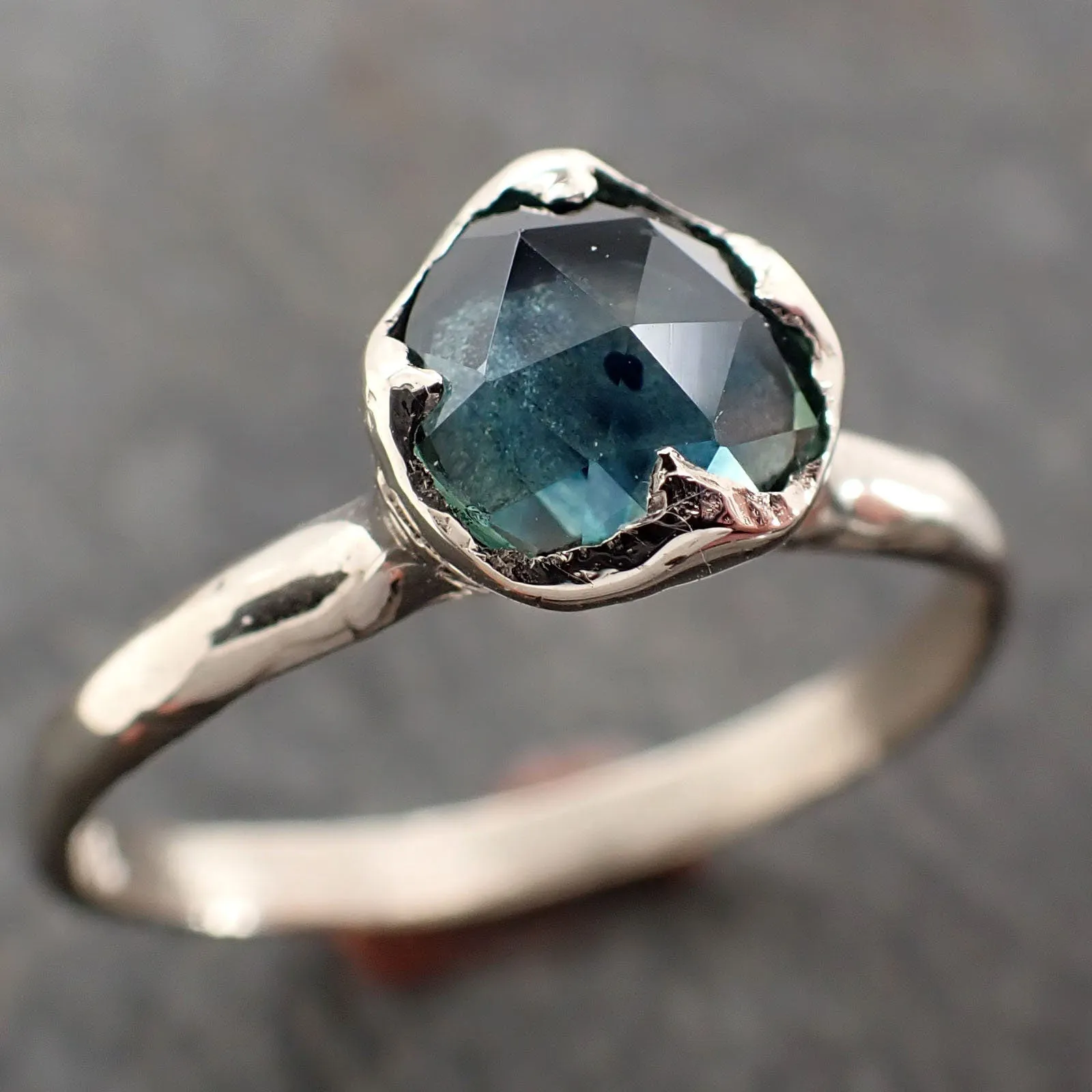 fancy cut montana blue sapphire 14k white gold solitaire ring gold gemstone engagement ring 2968 Alternative Engagement