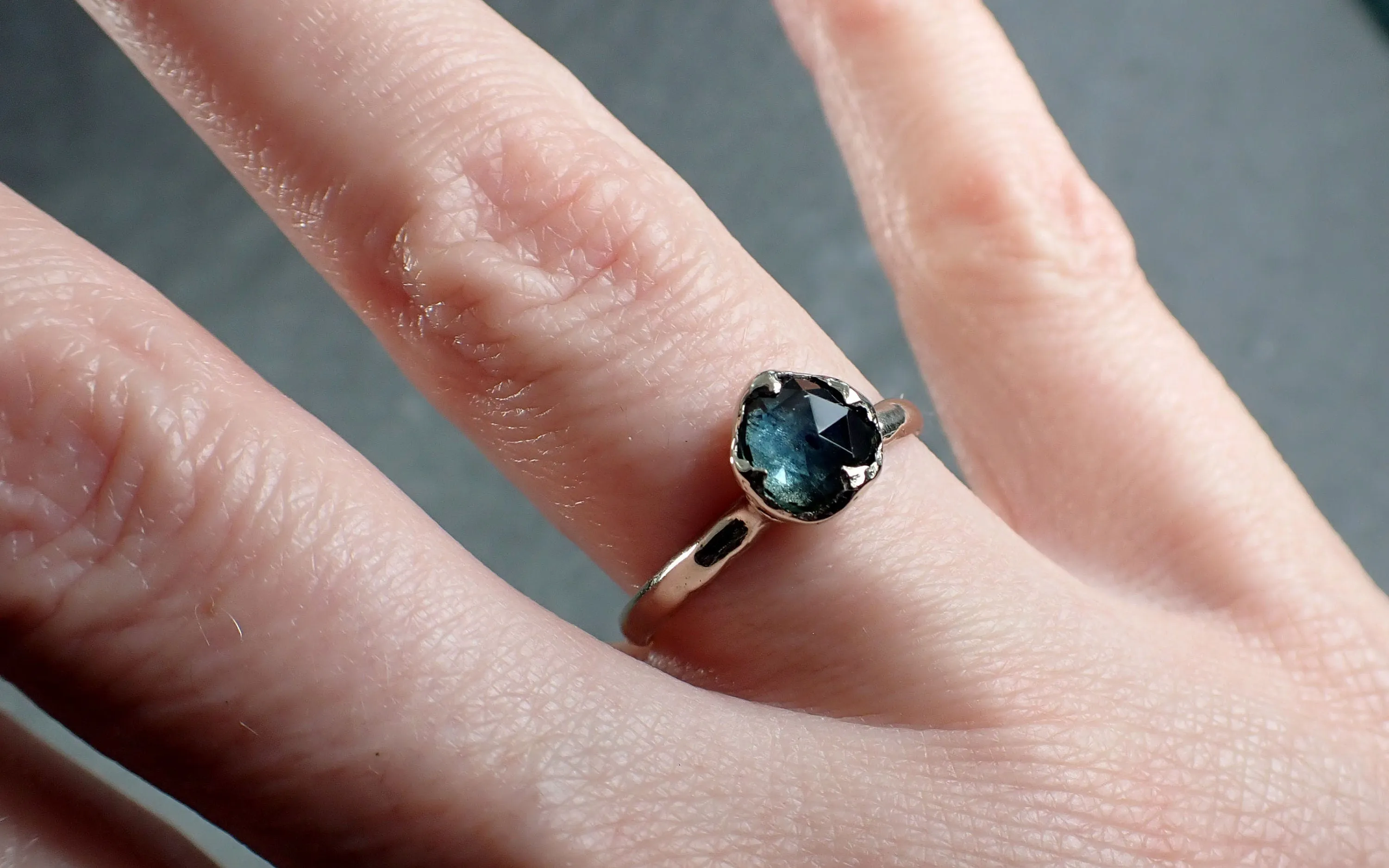 fancy cut montana blue sapphire 14k white gold solitaire ring gold gemstone engagement ring 2968 Alternative Engagement