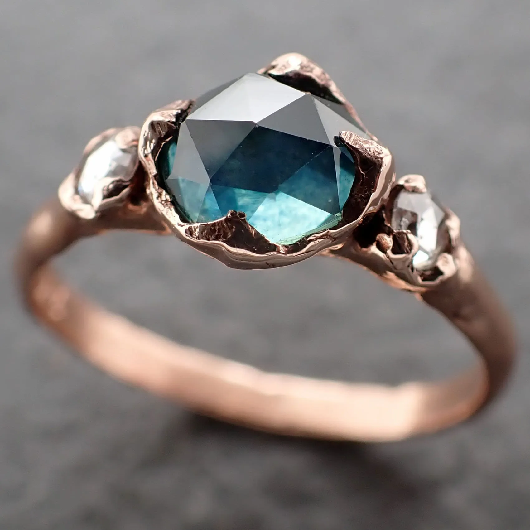 fancy cut montana blue sapphire rose gold multi stone ring gold gemstone engagement ring 3192 Alternative Engagement