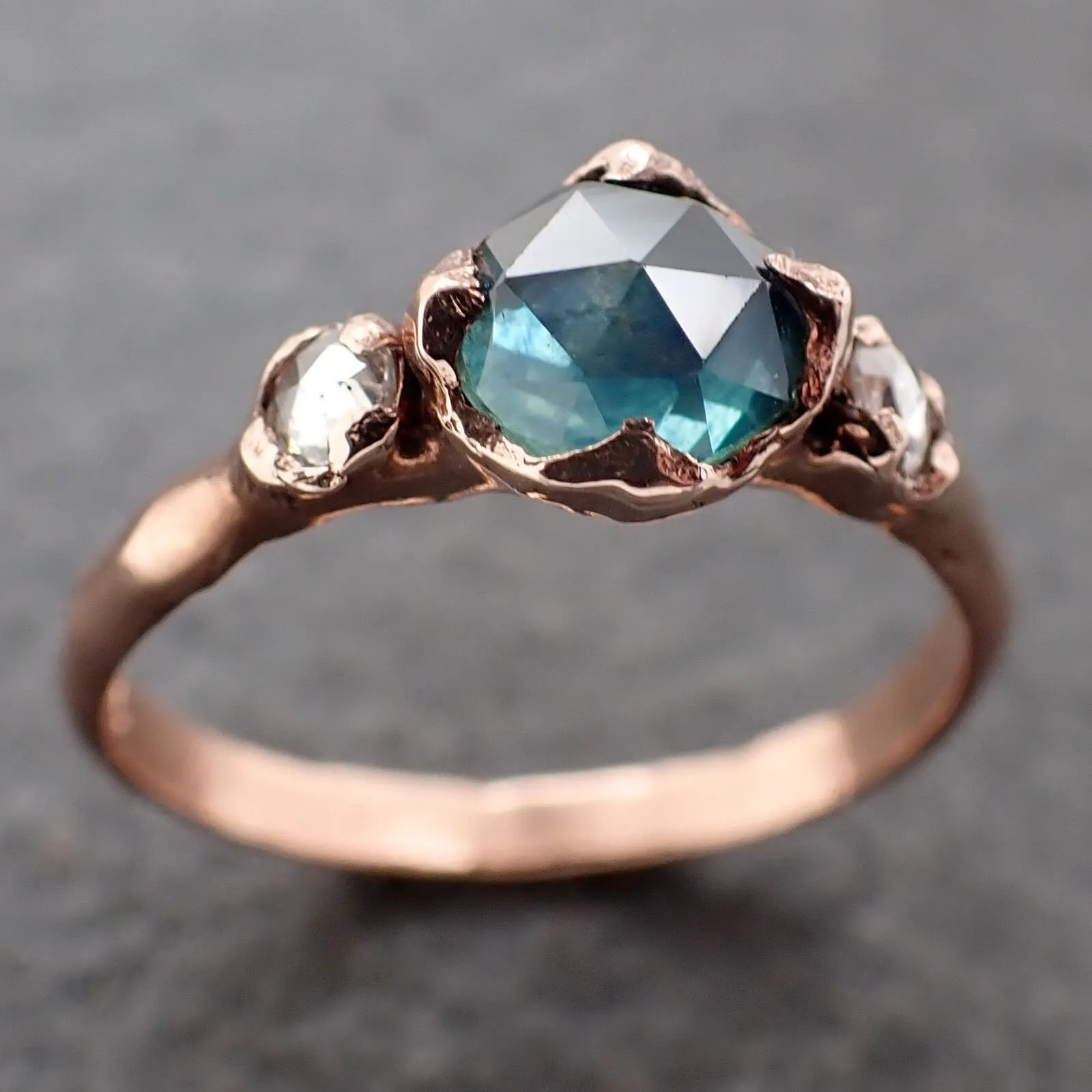 fancy cut montana blue sapphire rose gold multi stone ring gold gemstone engagement ring 3192 Alternative Engagement