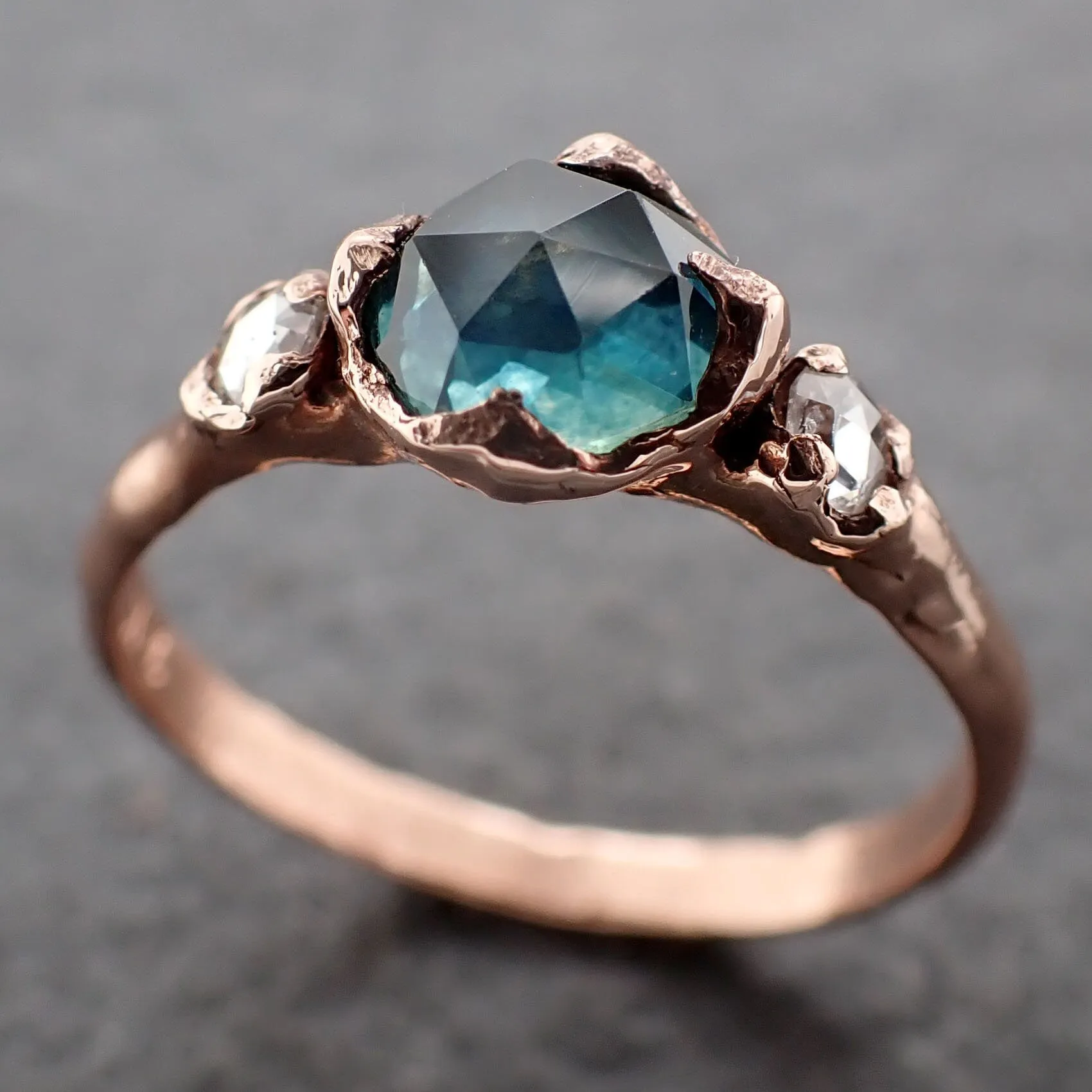 fancy cut montana blue sapphire rose gold multi stone ring gold gemstone engagement ring 3192 Alternative Engagement