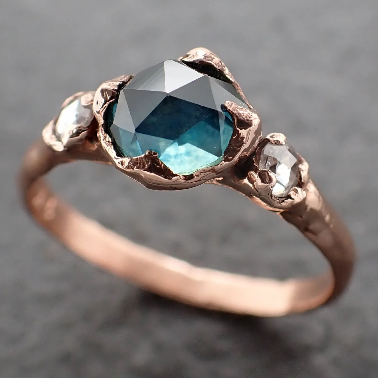 fancy cut montana blue sapphire rose gold multi stone ring gold gemstone engagement ring 3192 Alternative Engagement