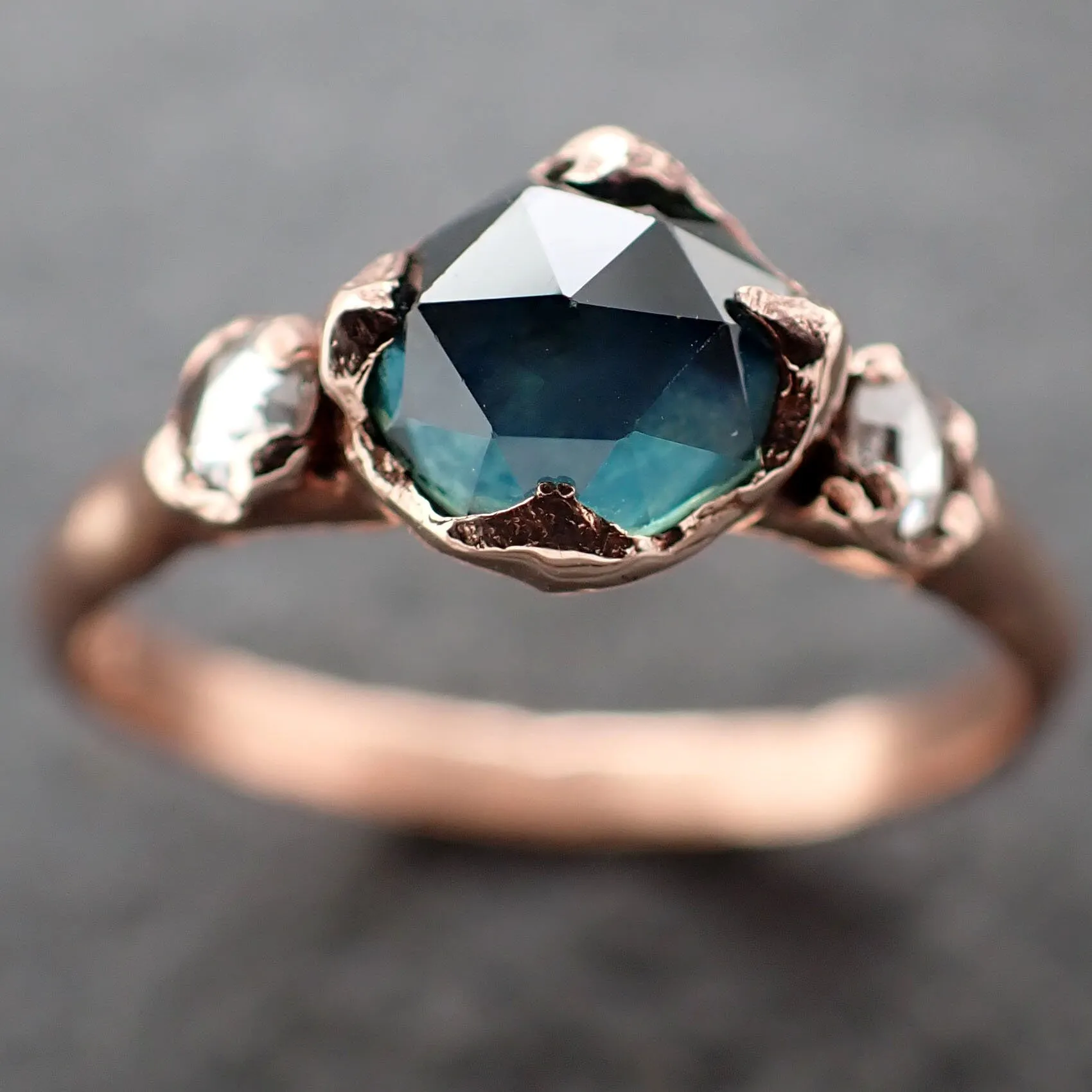 fancy cut montana blue sapphire rose gold multi stone ring gold gemstone engagement ring 3192 Alternative Engagement