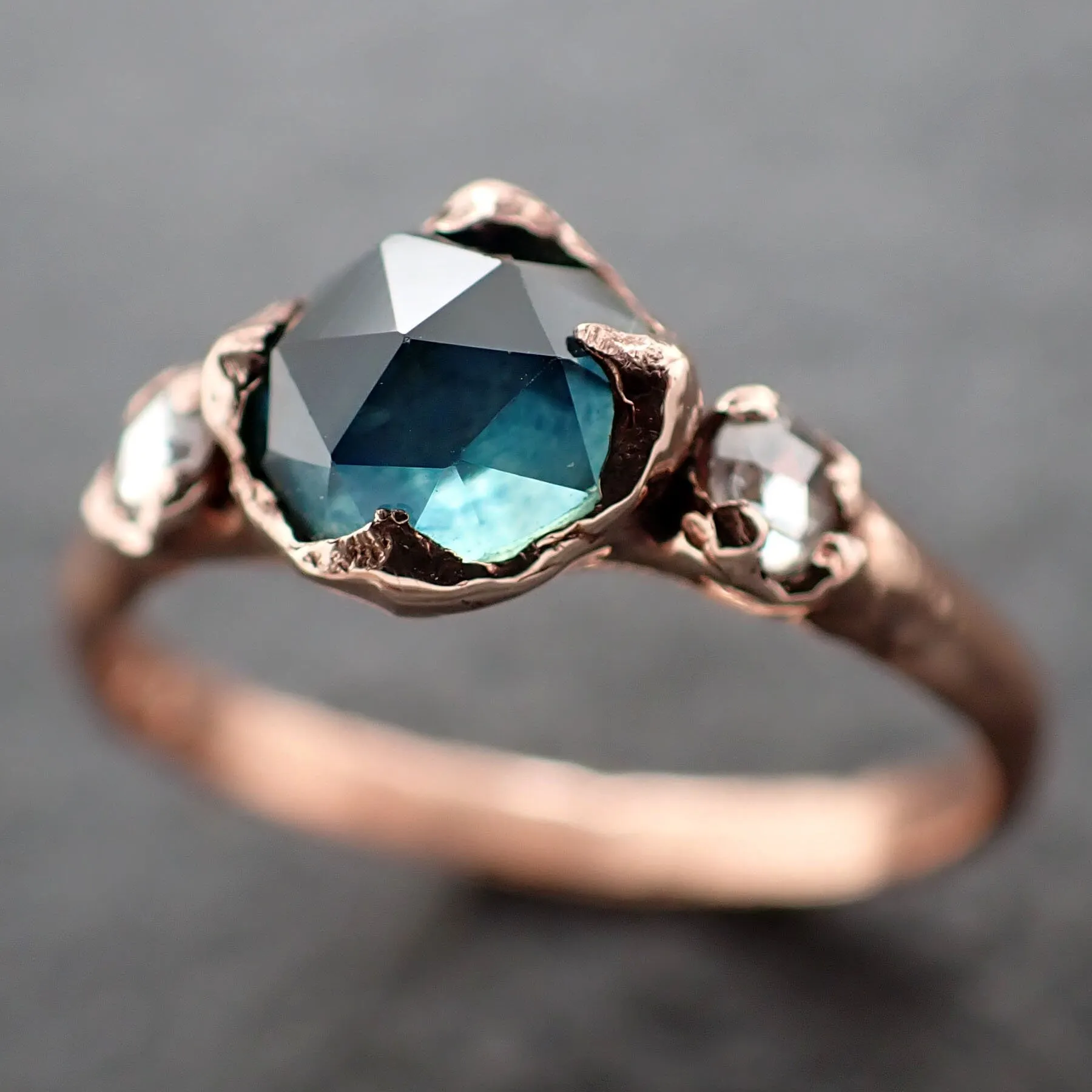 fancy cut montana blue sapphire rose gold multi stone ring gold gemstone engagement ring 3192 Alternative Engagement