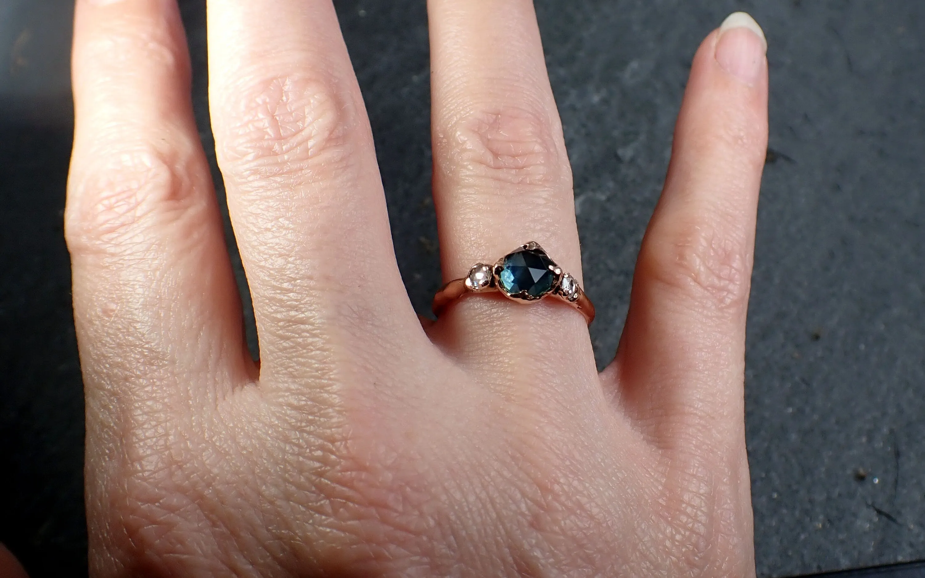 fancy cut montana blue sapphire rose gold multi stone ring gold gemstone engagement ring 3192 Alternative Engagement
