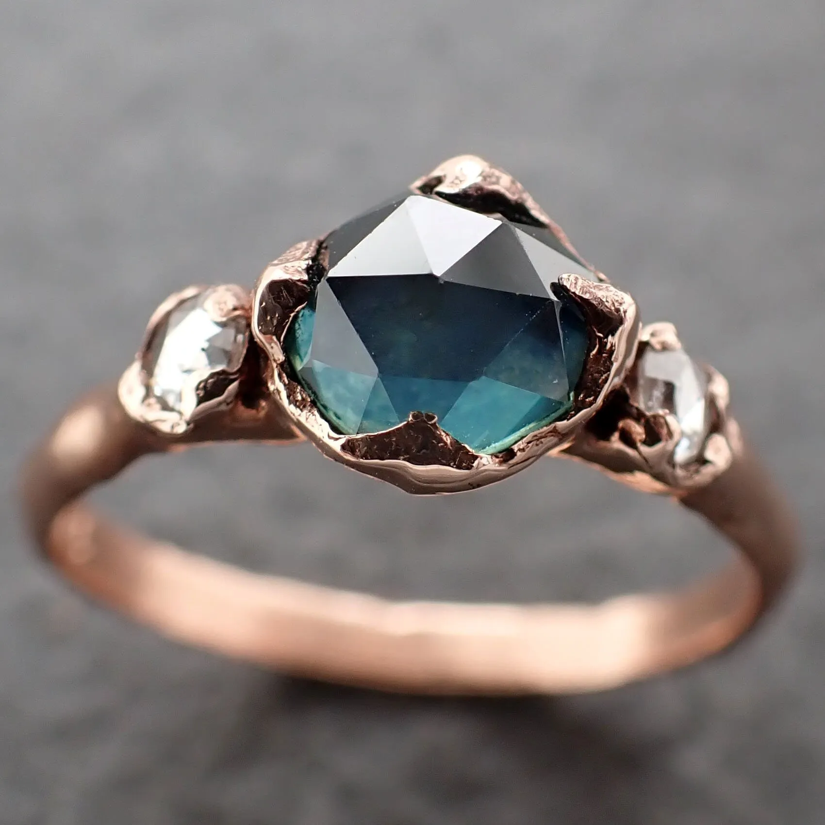 fancy cut montana blue sapphire rose gold multi stone ring gold gemstone engagement ring 3192 Alternative Engagement