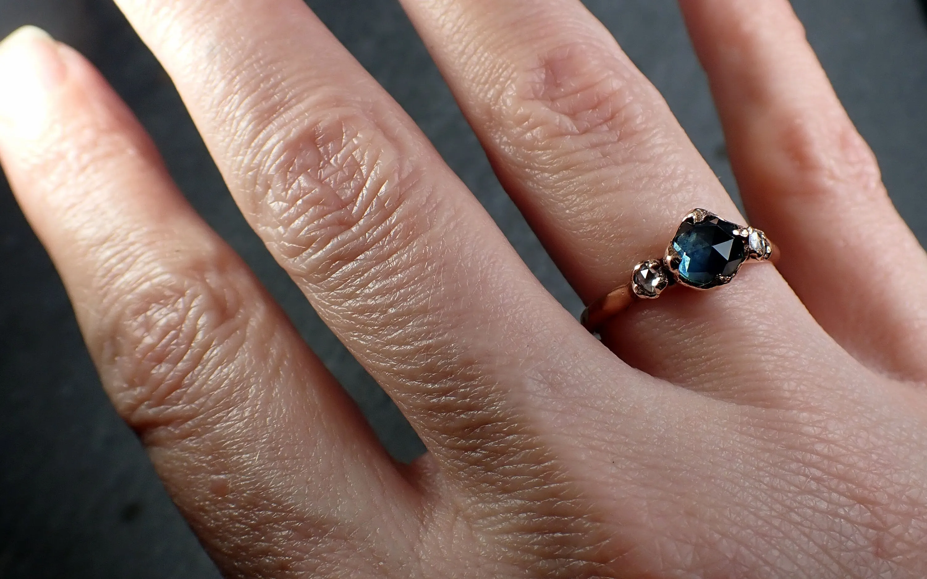 fancy cut montana blue sapphire rose gold multi stone ring gold gemstone engagement ring 3192 Alternative Engagement